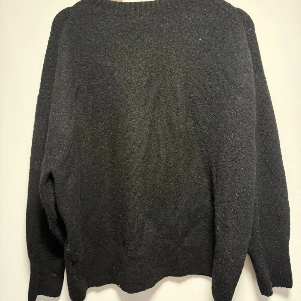 J Crew Black Wool & Alpaca Crew Neck Sweater Large